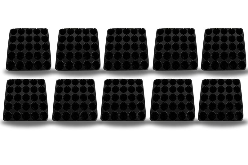 Halsey 25-Cavity Big Holes Plastic Seedling Tray with Drainage Holes, Reusable Plant Growing Tray for Vegetables and Herbs, Black (Pack of 5) - Image 1