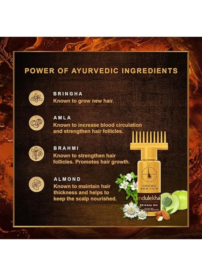 إندوليكا زيت إندوليكا برينغا الأيورفيدي للشعر، 100 مل || للتحكم في تساقط الشعر وتعزيز نموه، غني بزيت البرينغاراج وزيت جوز الهند - زجاجة مزودة بمشط لتسهيل الاستخدام، مناسب للرجال والنساء. - Image 2