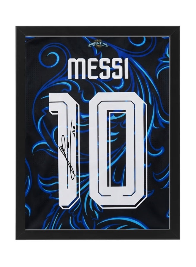 Lionel Messi Argentina Jersey #10 World Cup 2026 with Printed Autograph Framed Poster 30x40cm , Soccer Memorabilia Gift for Football Fans