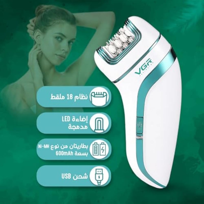 V-713 Epilator for Women, 18-Tweezer System with Built-In LED Light, Lady Shaver, Callus Remover, 50 Min Runtime - Image 2