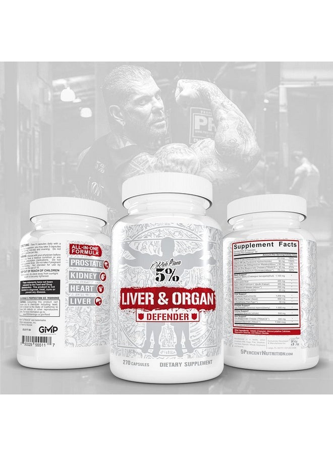 5% Nutrition - Nutrition Liver & Organ Defender Cycle Support ; Premium Liver Detox With Kidney Heart Prostate & Skin Support ; Milk Thistle Saw Palmetto Hawthorn Berry ; 270 Pills (3090 Servings) - Image 1
