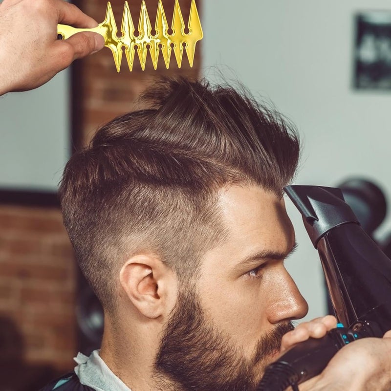 مشط تصفيف الشعر ذو الأسنان العريضة، مزدوج الجانب، مصنوع من مادة ABS، مناسب للرجال، سهل الحمل والتخزين، يمكن استخدامه في الصالونات أو في الاستخدام اليومي، بألوان عشوائية. - Image 4