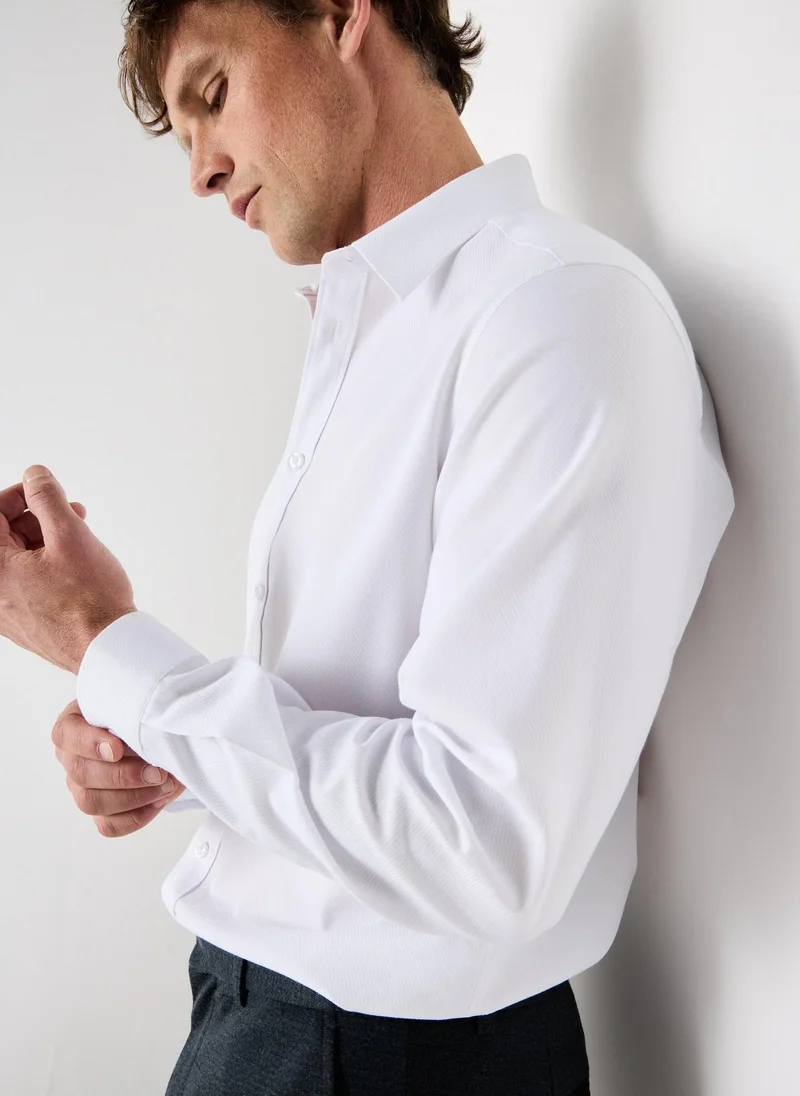 ماتلان Taylor & Wright White Textured Regular Fit Shirt