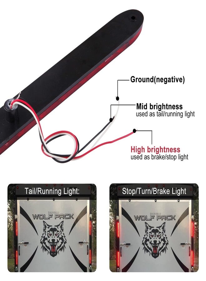 Konrali 4Pcs 16 Inch Red 11 LED Trailer Tail Lights Bar Sealed Trailer Truck Car Stop Turn Tail Third 3rd Center Stop Brake Lights Bar Trailer Left Right Turn Signal Lights Bar IP67 Submersible - Image 4