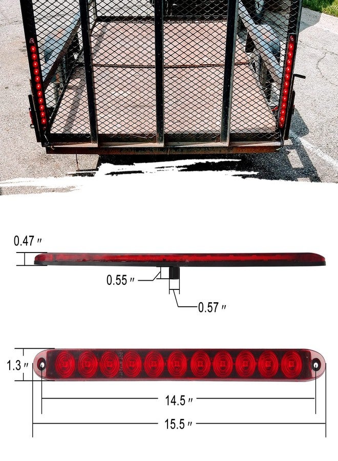 Konrali 4Pcs 16 Inch Red 11 LED Trailer Tail Lights Bar Sealed Trailer Truck Car Stop Turn Tail Third 3rd Center Stop Brake Lights Bar Trailer Left Right Turn Signal Lights Bar IP67 Submersible - Image 2