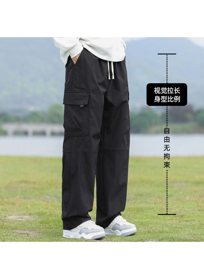 Tucano Men's Cargo Pants Outdoor Comfortable Versatile Loose Straight Leg Sweatpants Spring Autumn Drawstring Utility Parachute Casual Trousers - Image 4