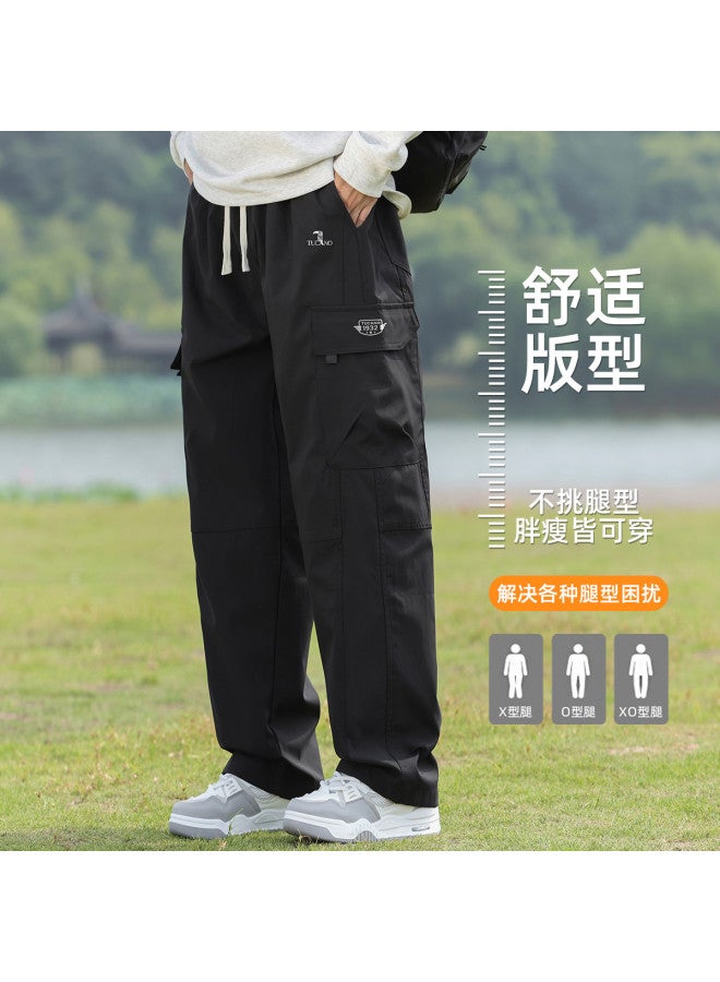 Tucano Men's Cargo Pants Outdoor Comfortable Versatile Loose Straight Leg Sweatpants Spring Autumn Drawstring Utility Parachute Casual Trousers - Image 2