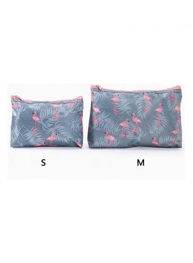 3-Piece Waterproof Cosmetic Bag Set Grey/Pink  - Image 3