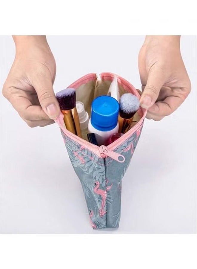 3-Piece Waterproof Cosmetic Bag Set Grey/Pink  - Image 4