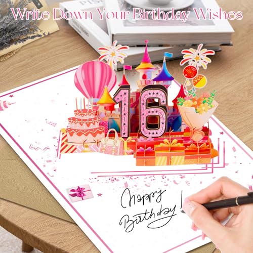 OLOSONG Sweet 16th Birthday Card for Girls Daughter,3D Pop Up Sweet 16th Birthday Cards for Granddaughter Sister,16th Birthday Decorations for 16 Year Old Girl Daughter Funny Birthday Gifts,Rose Glod In 2010 - Image 5