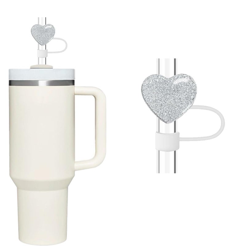 GANPUB Stanley 40&30 Oz Cup Cover - 10mm Silicone Straw Caps  Cute Straw Toppers for Tumblers  White  - Image 1