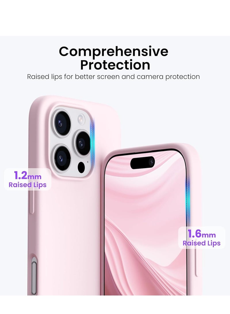 حافظة آيفون 16 برو من السيليكون السائل الوردي - حماية TPU مضادة للصدمات - Image 4
