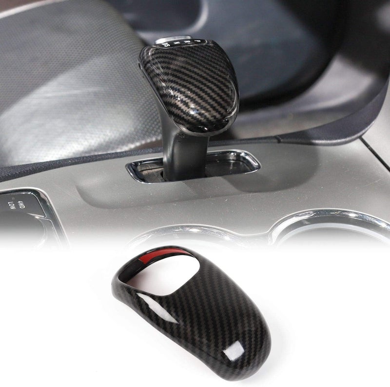 CheroCar Gear Shift Knob Cover Stick Shifter Cap Cover Frame for 2014-2015 Jeep Grand Cherokee, for 2012-2014 Chrysler 300C, Interior Accessories (Carbon Fiber Grain) - Image 2
