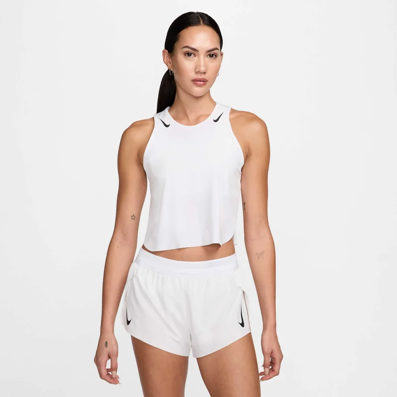 Nike White Women's AeroSwift Dri-FIT ADV Cropped Running Tank Top for Women | Best Price UAE