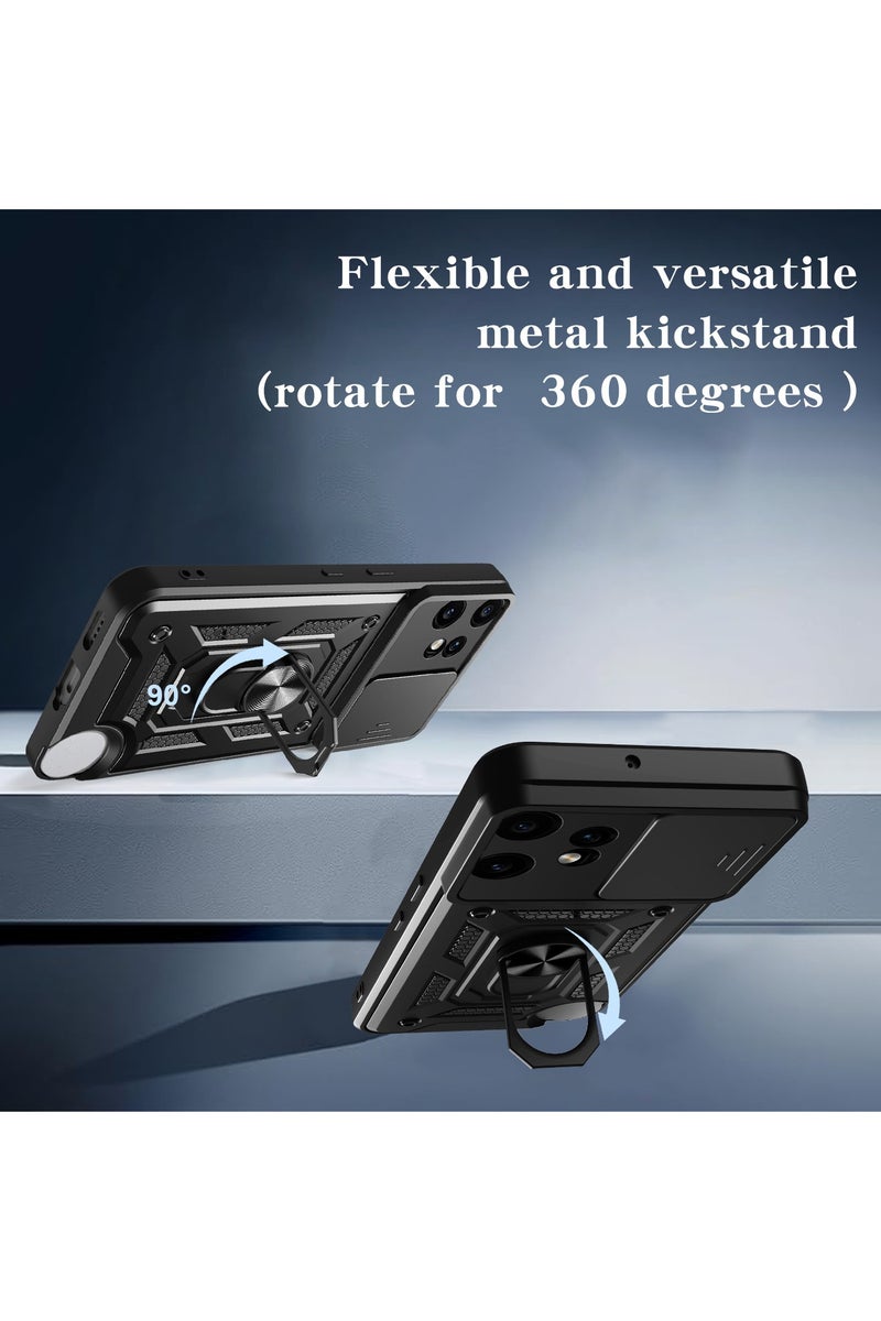 SanHu for Nothing CMF Phone 2 Pro / cmf by NOTHING Phone 2 Pro Case Cover, Slide Camera Lens Cover, Magnetic Ring Holder Kickstand Protective Phone Case for Nothing CMF Phone 2 Pro / cmf by NOTHING Phone 2 Pro, Black - Image 3