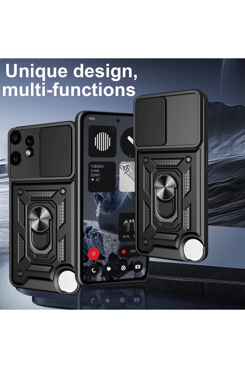 SanHu for Nothing CMF Phone 2 Pro / cmf by NOTHING Phone 2 Pro Case Cover, Slide Camera Lens Cover, Magnetic Ring Holder Kickstand Protective Phone Case for Nothing CMF Phone 2 Pro / cmf by NOTHING Phone 2 Pro, Black - Image 2
