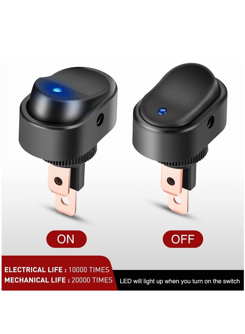 MUNTAQI 5PCS LED Lighted Rocker Switch, 12V Blue LED Illuminated ON Off Toggle Switch, Oval Shaped Switch 12mm Hole for Automotive Car Truck RV Motorcycles Marine Boats - Image 5