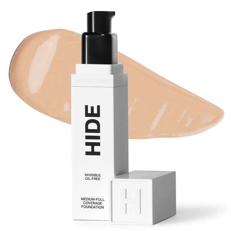 HIDE PREMIUM Liquid Foundation, Multi-Use Waterproof Foundation, Medium/Full Coverage Foundation, Shades for All Skin Types (See Shade Finder), Almond, 1 fl oz - Image 1