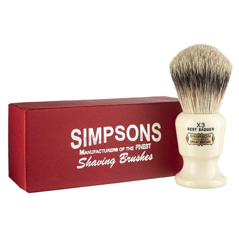 Commodore Best Badger Brush Simpson Shaving Brushes  Faux Ivory Handle X3 Best