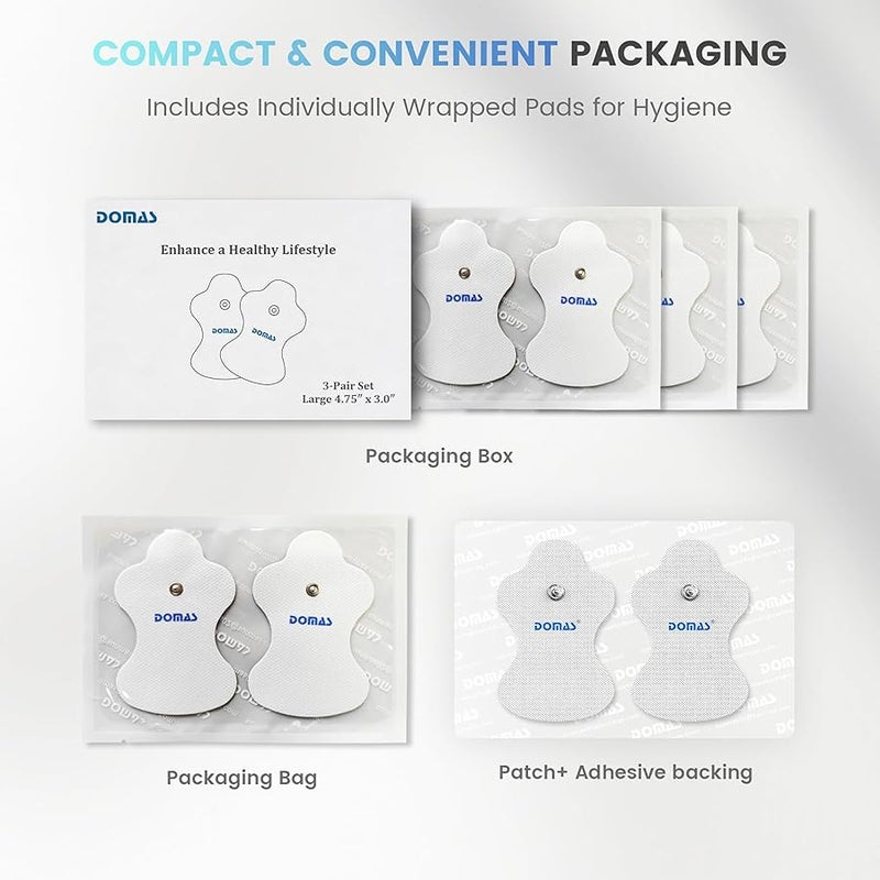 دوماس DOMAS 6 Pcs Large TENS Electrode Pads for Omron TENS Units Only, 4.75 x 3.0, Not for PM311/PM800 - Image 5