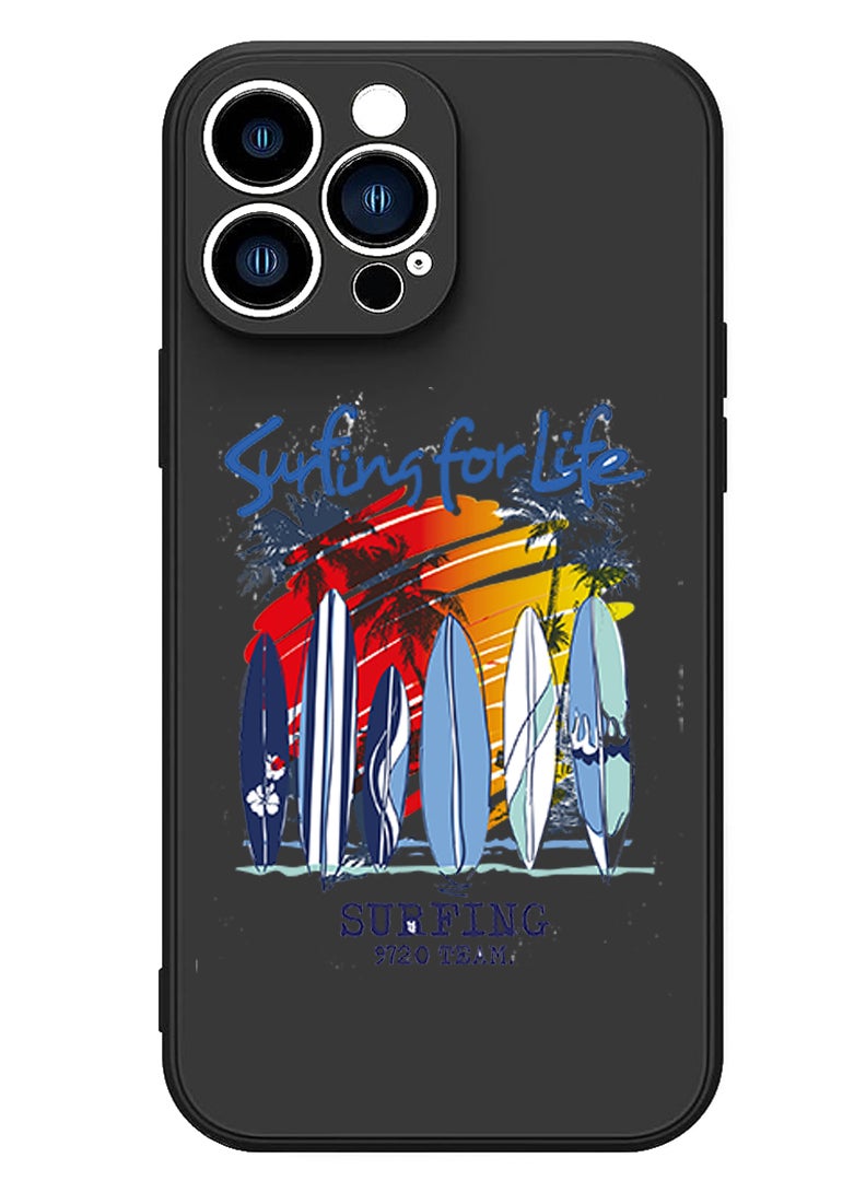 Theodor Protective Slim Fit Case Liquid Silicone Cover with Full Body Protection Anti-Scratch Shockproof Case For iPhone 14 Pro Max Black  - Surfs - Image 1