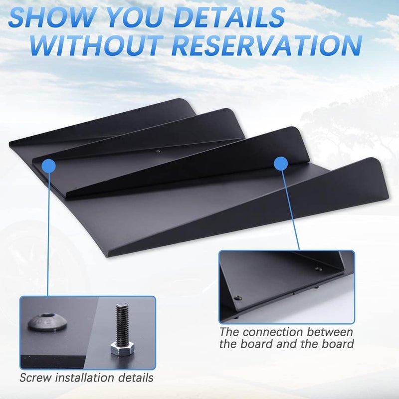 KEEPDSGN Rear Defuzer Diffuser Matte Black Rear Bumper Lip Universal Car Shark Fin Flat Integrated Spoiler 22"×20" - Image 2