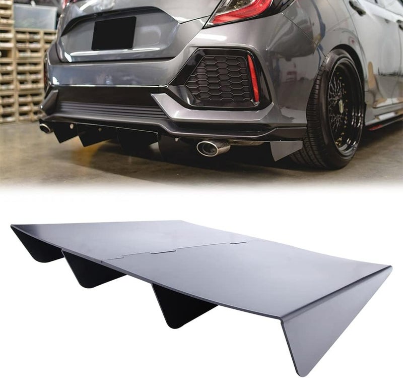 KEEPDSGN Rear Defuzer Diffuser Matte Black Rear Bumper Lip Universal Car Shark Fin Flat Integrated Spoiler 22"×20" - Image 1