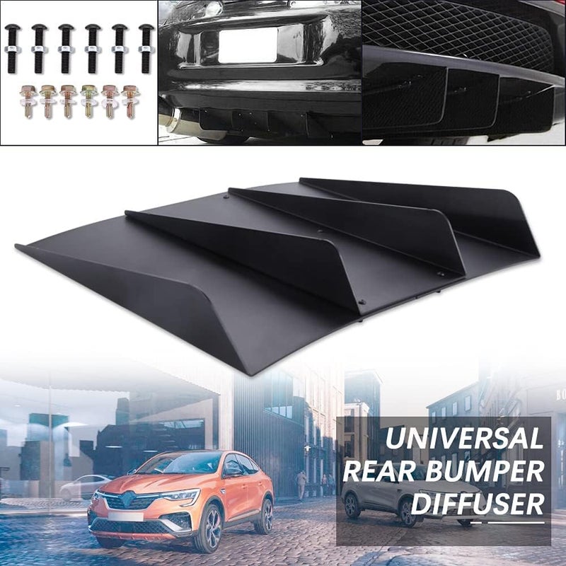 KEEPDSGN Rear Defuzer Diffuser Matte Black Rear Bumper Lip Universal Car Shark Fin Flat Integrated Spoiler 22"×20" - Image 4