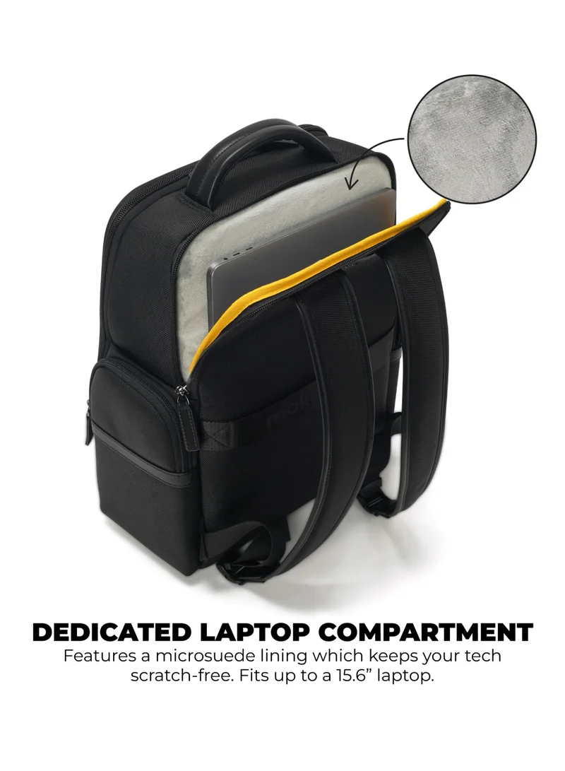 موكوبارا للتجارة ذ.م.م حقيبة الظهر بيس بسعة  لتر من النايلون والجلد النباتي بلون أسود ربطة عنق