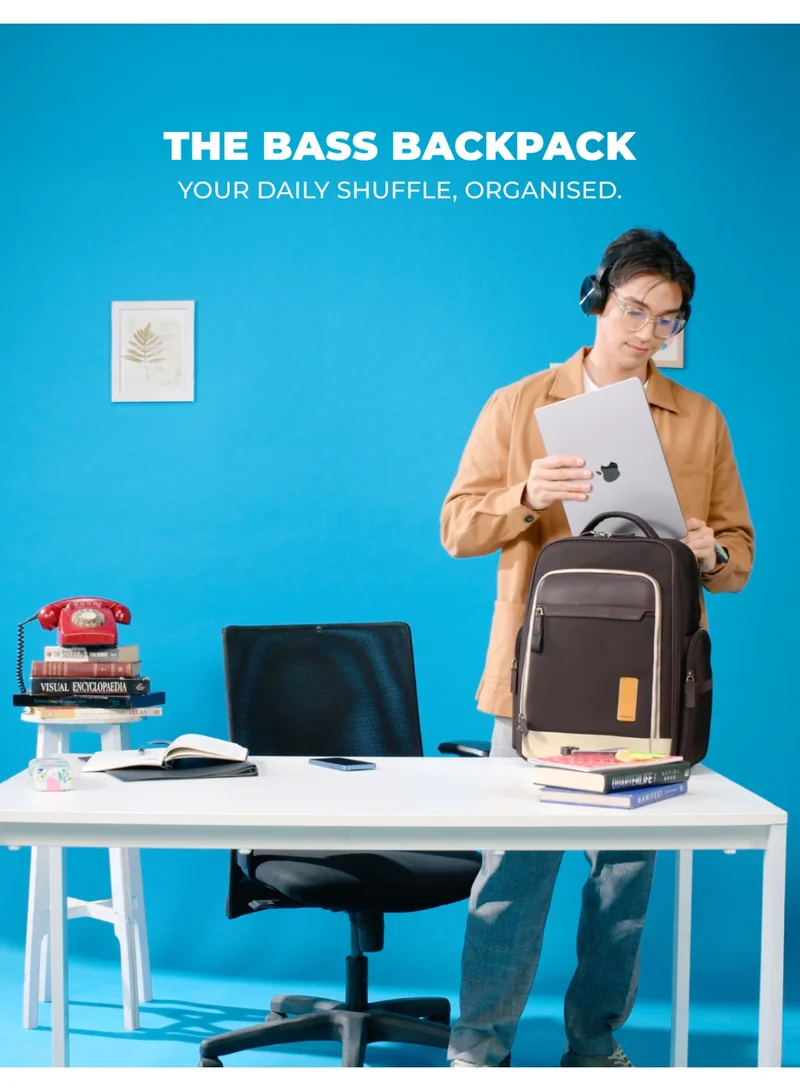 Mokobara The Bass Backpack - 22 Litre Capacity, Nylon And Vegan Leather | Black Tie, Black