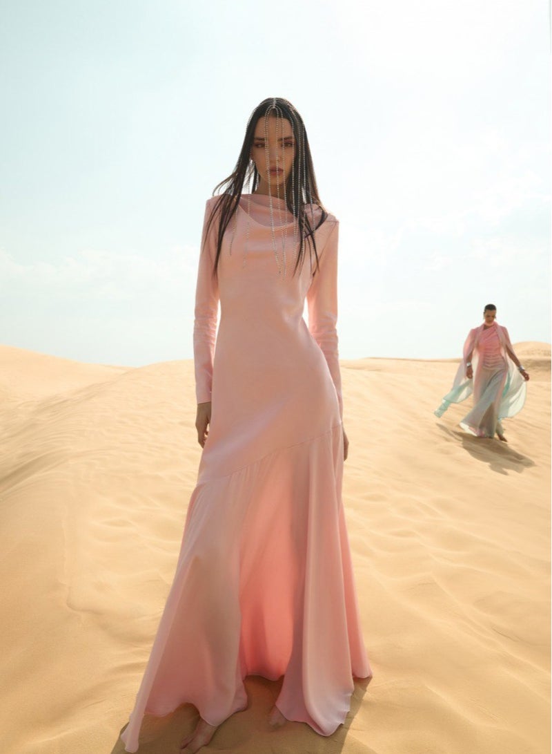 Lichi Beautiful Pink Maxi Dress for Women Party Wear 