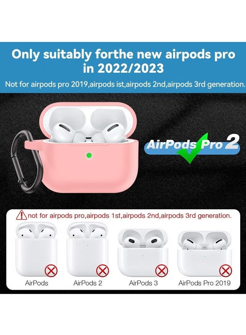 TIGER 🌸 Silicone Case Cover for AirPods Pro 2 – Shockproof Pink Protective Skin with Carabiner Clip & Cleaning Kit – Full Coverage, Anti-Slip, Scratch-Resistant Soft Silicone Shell – Compatible with Apple AirPods Pro 2nd Gen – Stylish Daily Protection - Image 2