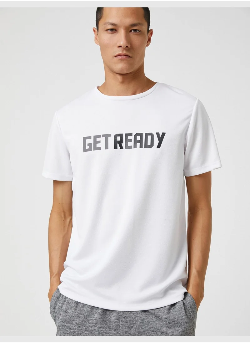 KOTON Sport T-Shirt Slogan Printed Crew Neck