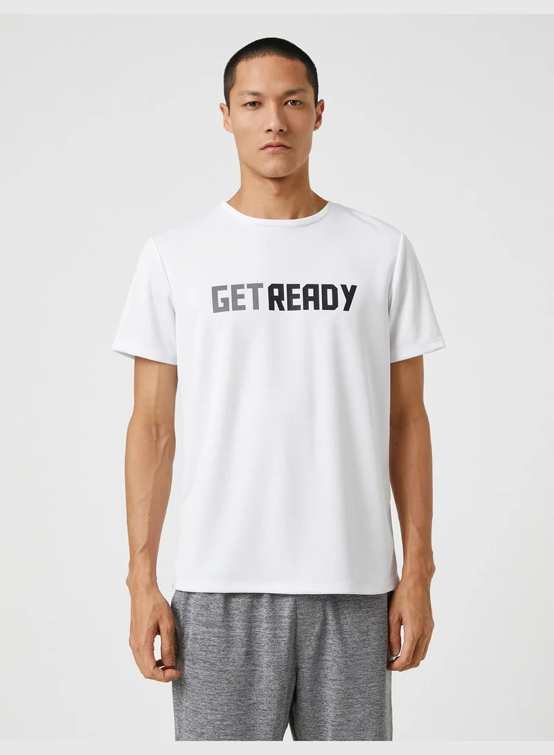 KOTON Sport T-Shirt Slogan Printed Crew Neck