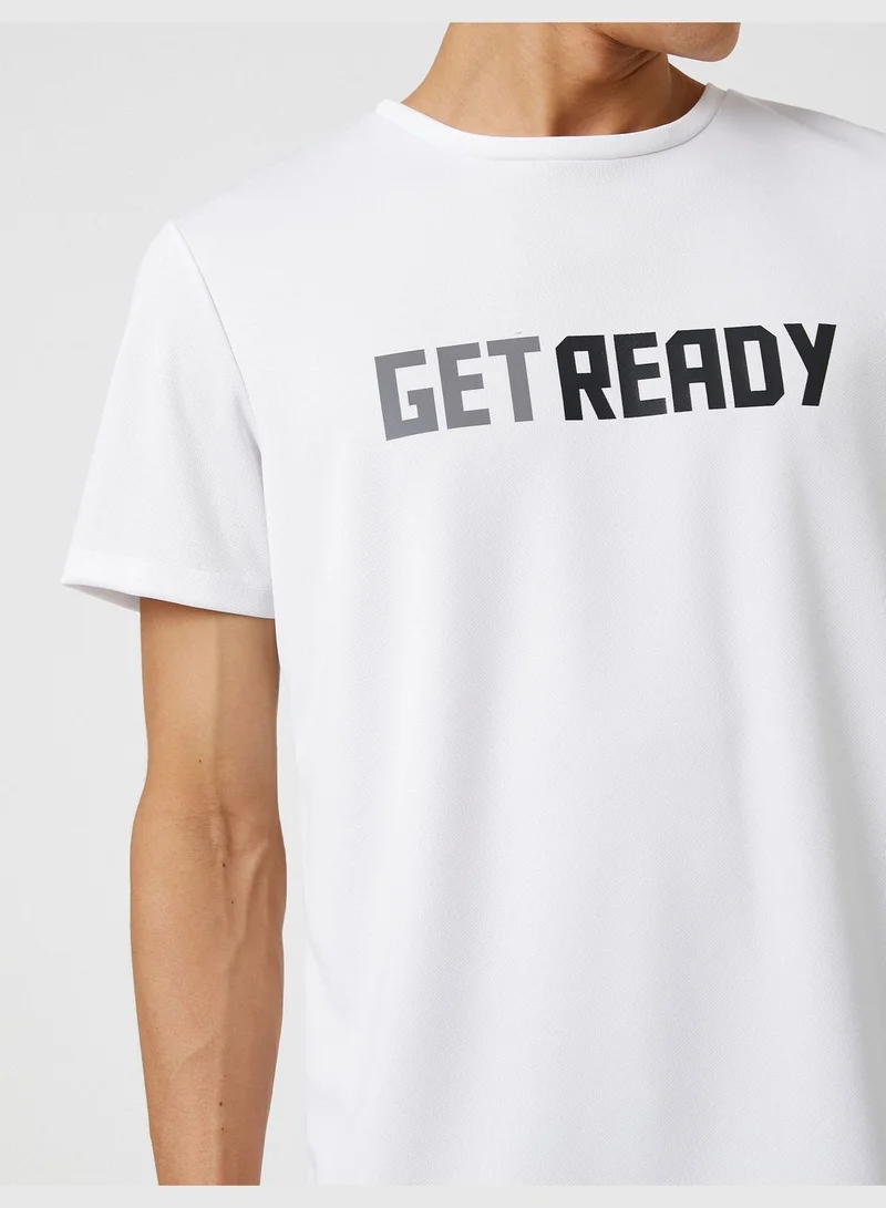 KOTON Sport T-Shirt Slogan Printed Crew Neck