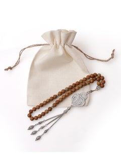 Subhati Gandeel Prayer Beads ( Misbah ) with metal Parts and Wooden Jasper Stone | 8 MM Beads - 45  - Image 3