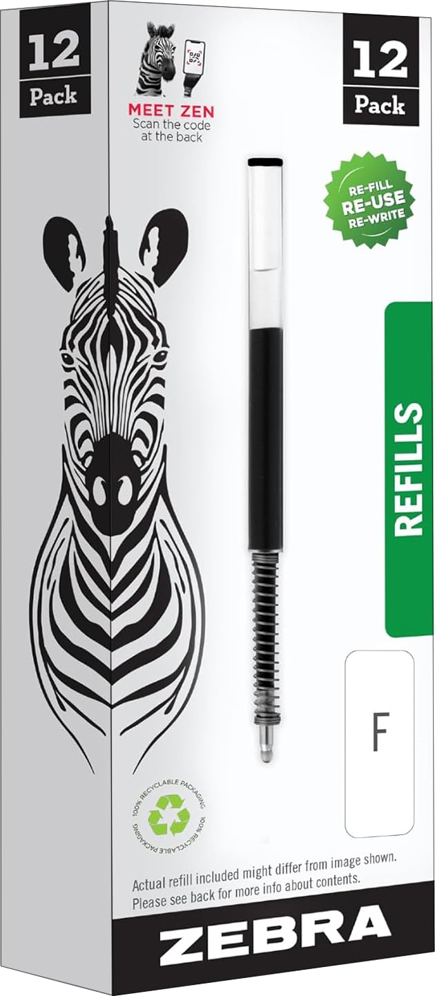 Zebra Technologies Zebra Pen Ballpoint FRefills For F301 F301 Ultra 301 A Pens Fine Point 07 mm Black 12 pack - Image 2