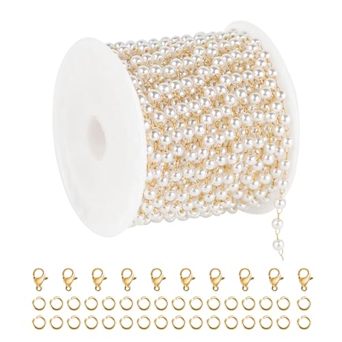 UMAOKANG 5 Meters Gold Plated Chain for Jewelry Making Small Artificial Pearl Chains Bulk Jewelry Making Chain Supplies Findings - Image 1