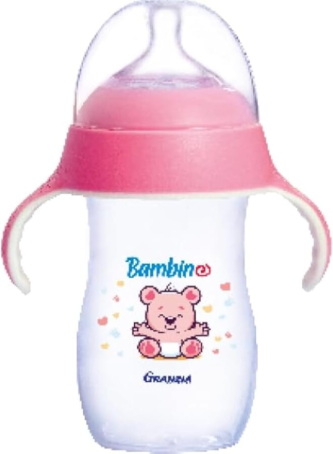 Granzia Bambino Natural Baby Feeding Bottle Rose Color 280 ML With Hand