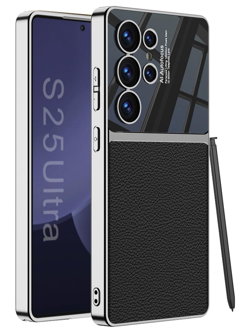 general Leather Case for Sumsung Galaxy S25 Ultra Case, Luxury PU Leather Case with Electroplate Frame, Shockproof Anti-Scratch Non-Slip Grip Full Protective Cover for Samsung S25 Ultra 5G - Image 1