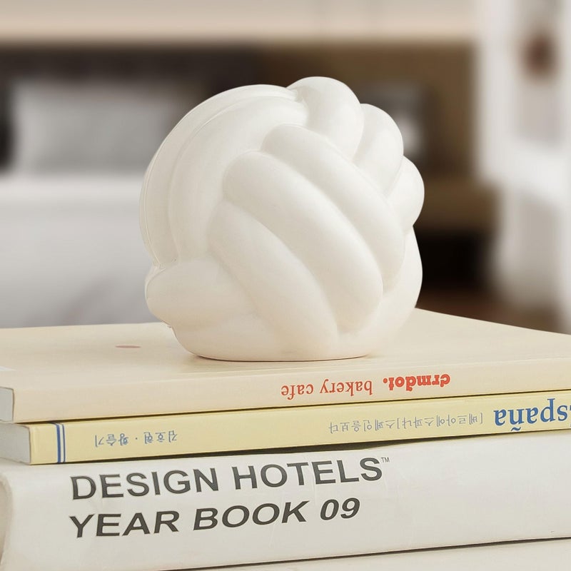 Lynagert Small Ceramic Knot Decor, Chain Link Decor, Coffee Table Decor, Book Shelf Decor, Entry Table Decor, Aesthetic Minimalist Decorative Objects for Modern Home Living Room, Desk Decor for Office (White) - Image 1