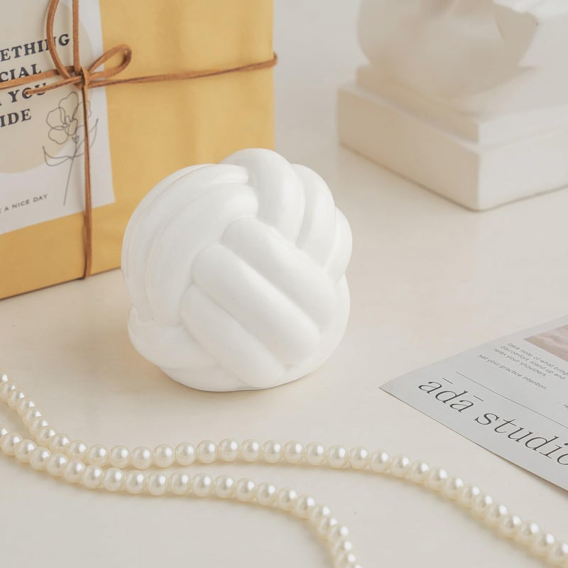 Lynagert Small Ceramic Knot Decor, Chain Link Decor, Coffee Table Decor, Book Shelf Decor, Entry Table Decor, Aesthetic Minimalist Decorative Objects for Modern Home Living Room, Desk Decor for Office (White) - Image 2