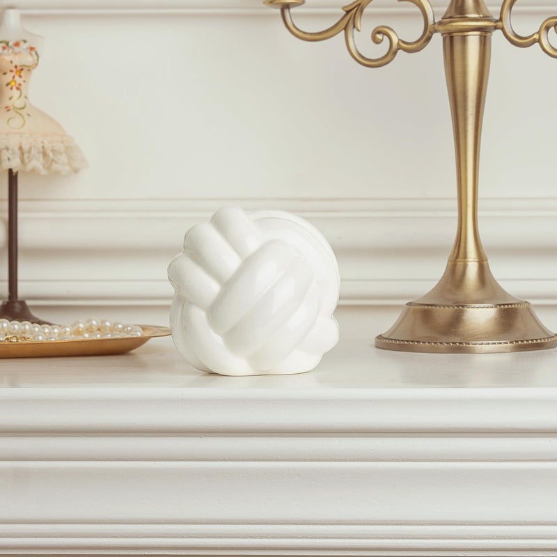 Lynagert Small Ceramic Knot Decor, Chain Link Decor, Coffee Table Decor, Book Shelf Decor, Entry Table Decor, Aesthetic Minimalist Decorative Objects for Modern Home Living Room, Desk Decor for Office (White) - Image 3