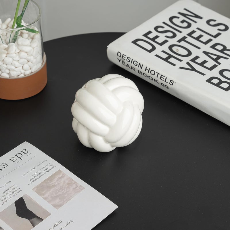 Lynagert Small Ceramic Knot Decor, Chain Link Decor, Coffee Table Decor, Book Shelf Decor, Entry Table Decor, Aesthetic Minimalist Decorative Objects for Modern Home Living Room, Desk Decor for Office (White) - Image 4