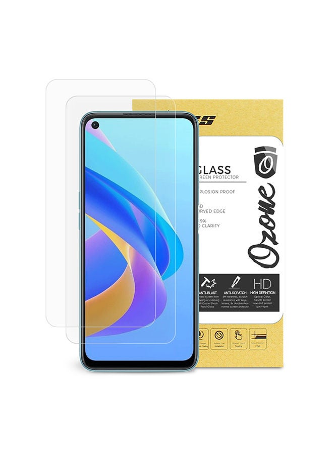 O Ozone Tempered Glass for OPPO A76 Screen Protector HD Full Coverage - Pack of Two - Clear - Image 1