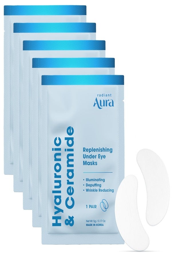 Radiant Aura Hyaluronic Acid & Ceramide Under Eye Patches - Dermatologist Tested, Anti Aging, Korean Skin Care - Anti Wrinkle Pads For Puffy Eyes And Under Eye Bags - Vegan, Clean Beauty - 5 Pairs - Image 1