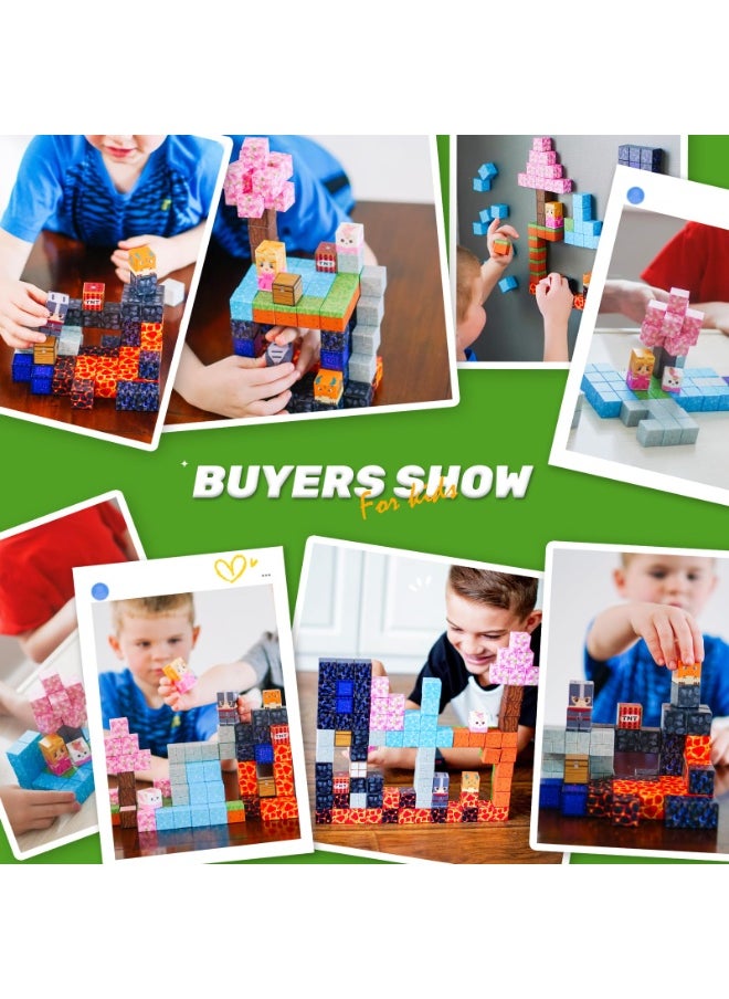 NIBEMINENT Magnetic Blocks - Build Mine Magnet World Magic Portal Set, Magnetic Tiles Building Blocks Toddler Toy STEM Sensory Outdoor Toys for 3+ Year Old Boys & Girls, Creative Kids Games Kids Toys 84PCS  - Image 4