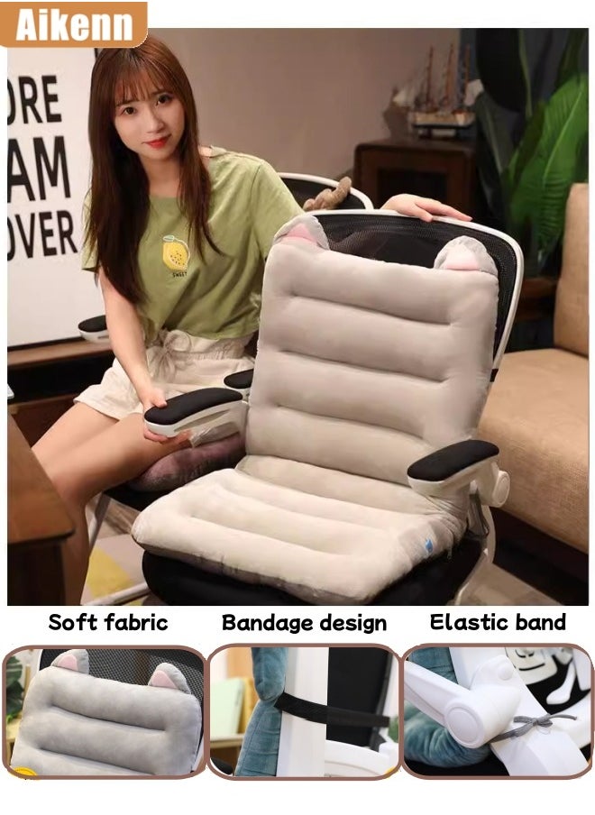 Aikenn Office Chair Sofa Car Seat Cushion Premium Plush PP Cotton Comfortable Cute Seat Cushion Non Slip Seat Cushion for Back Rocking Chair Cushion Cotton Back Support (Gray Cat)  - Image 1