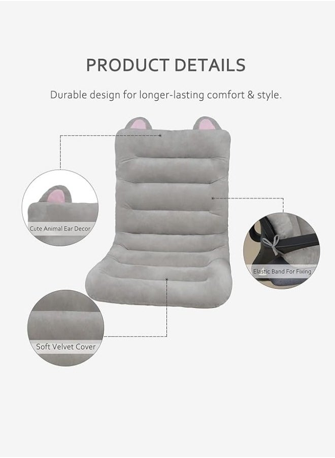 Aikenn Office Chair Sofa Car Seat Cushion Premium Plush PP Cotton Comfortable Cute Seat Cushion Non Slip Seat Cushion for Back Rocking Chair Cushion Cotton Back Support (Gray Cat)  - Image 3
