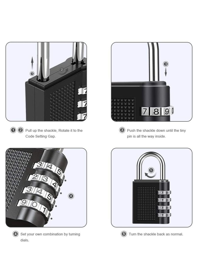 Combination Padlock 2 Pack 4 Digit Lock Padlock for School Gym Locker Filing Cabinets Toolbox Employee Fence Hasp Parking Case etc - Image 3